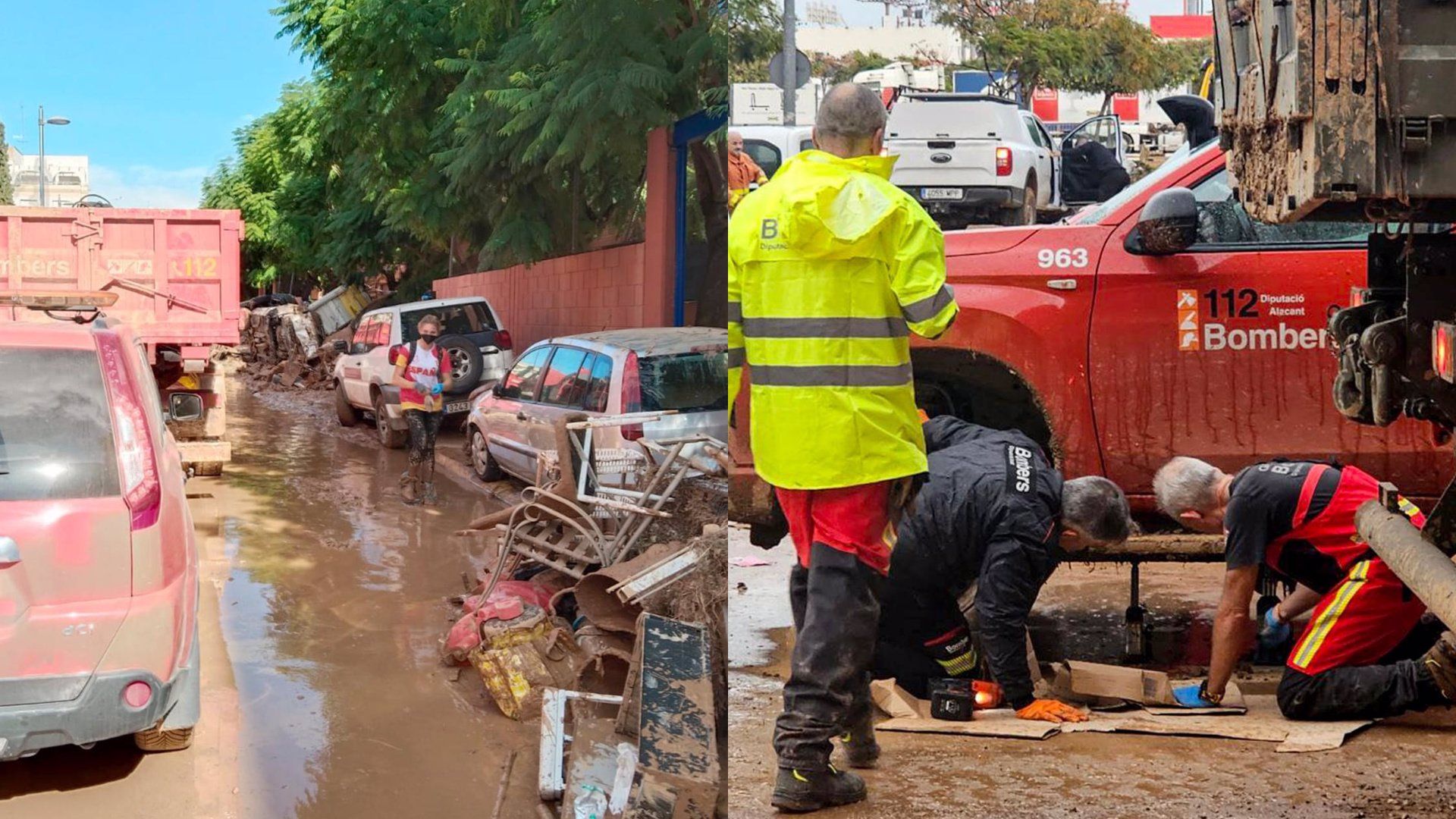 Trabajos de los bomberos de Alicante en València