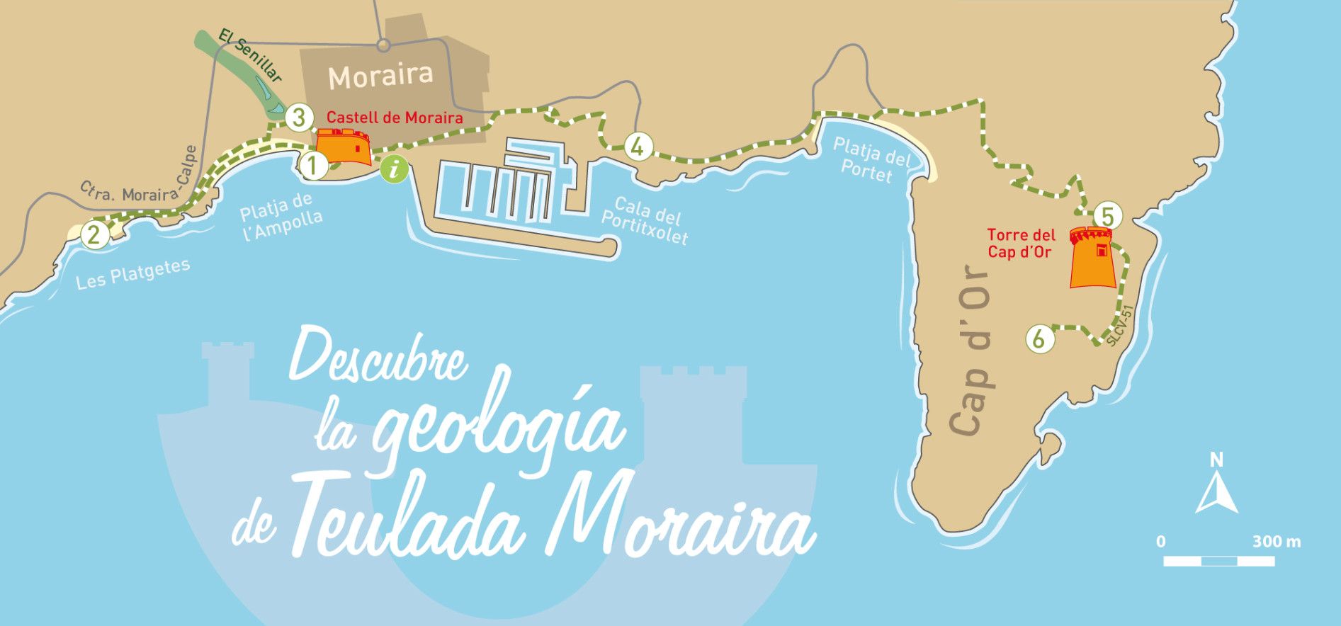 Mapa de la ruta geològica de Moraira