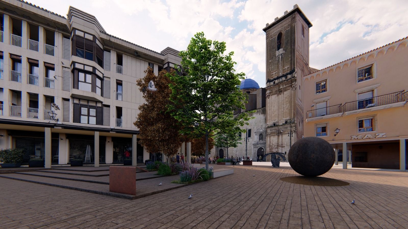 Recreación de la nueva plaza junto a Santa María