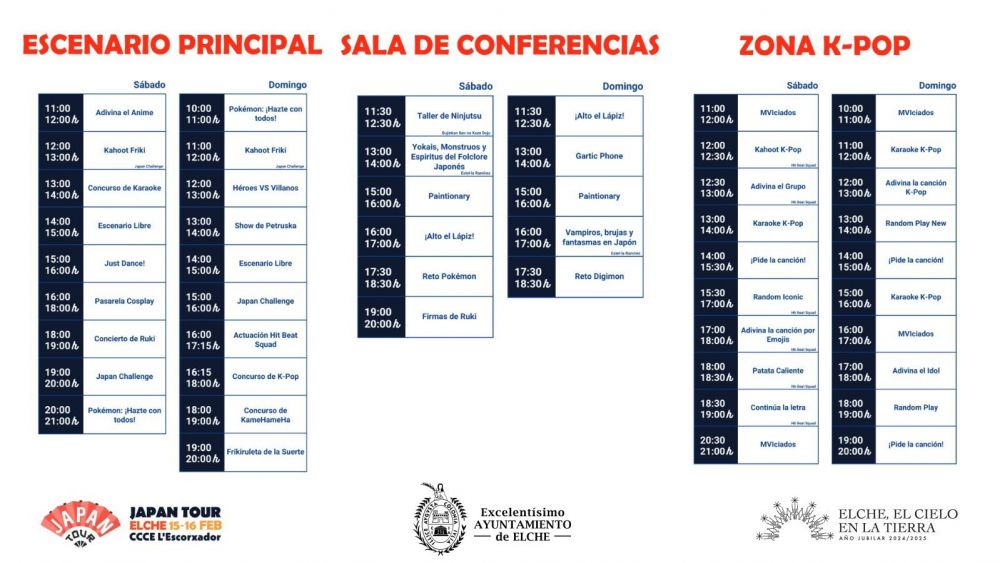 Horarios del Japan Tour Elche 2025