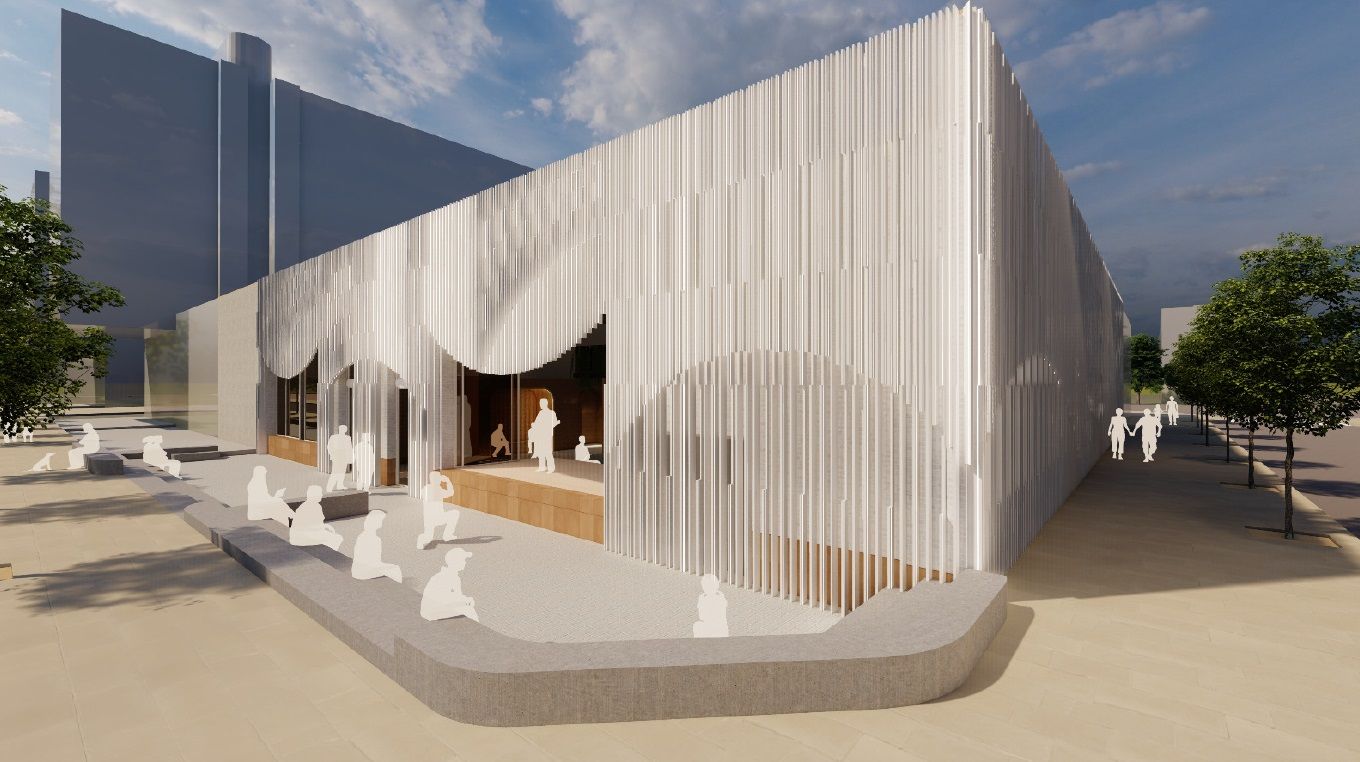 Fachada del futuro espacio cultural en el Aba6
