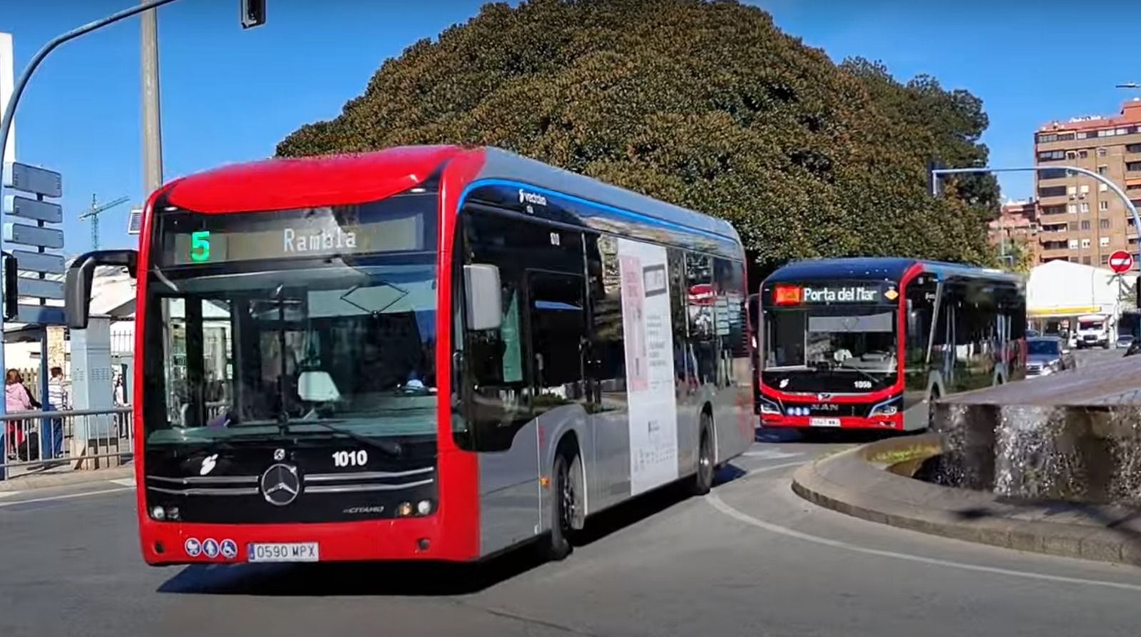 Línia 5 i línia 12 de l'autobús urbà d'Alacant en la plaça de l'Estrela