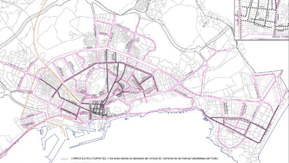 Plano de ejes comerciales y viarios estructurantes en Alicante Plano de ejes comerciales y viarios estructurantes en Alicante