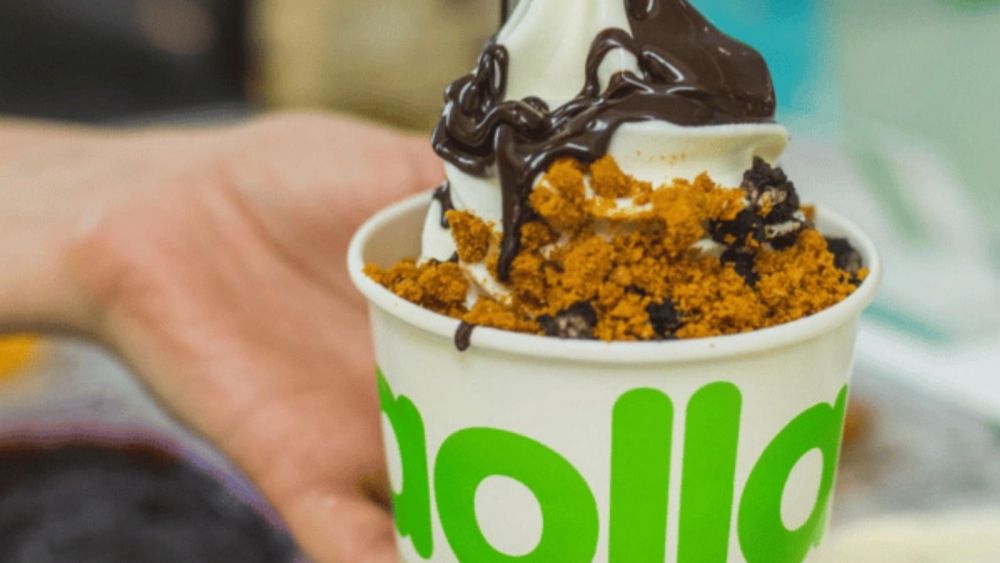 Un yogur helado de Llaollao personalizado con varios toppings Un yogur helado de Llaollao personalizado con varios toppings