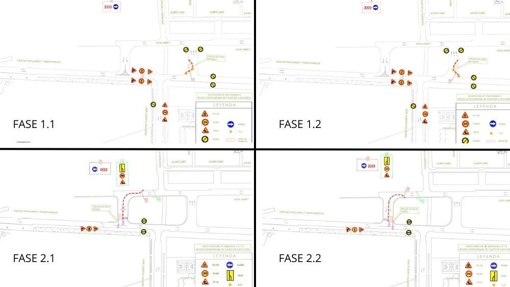 Plano de desvíos por las obras de Aguas de Alicante en la Vía Parque