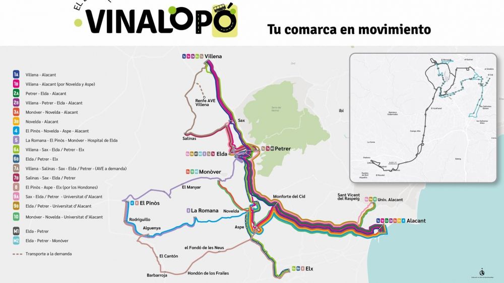 Mapa de línies del Bus del Vinalopó Mapa de línies del Bus del Vinalopó