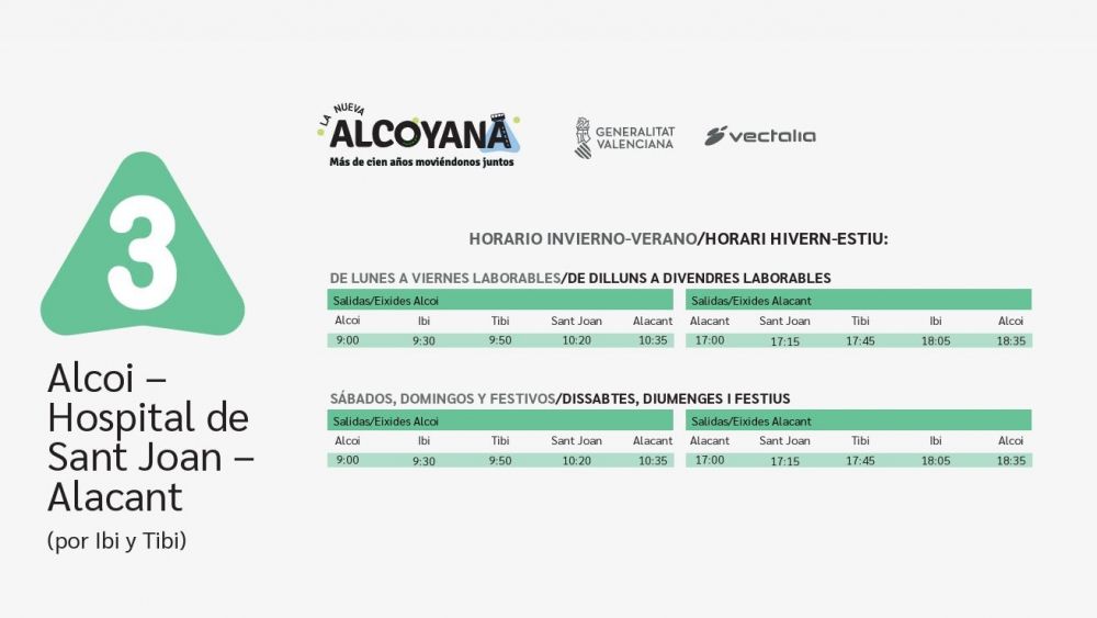 Horaris de la línia 3 de La Nueva Alcoyana Horaris de la línia 3 de La Nueva Alcoyana