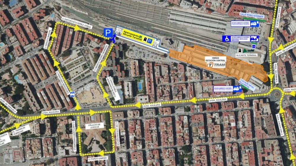 Mapa de acceso al párking de la estación de tren en Alicante Mapa de acceso al párking de la estación de tren en Alicante