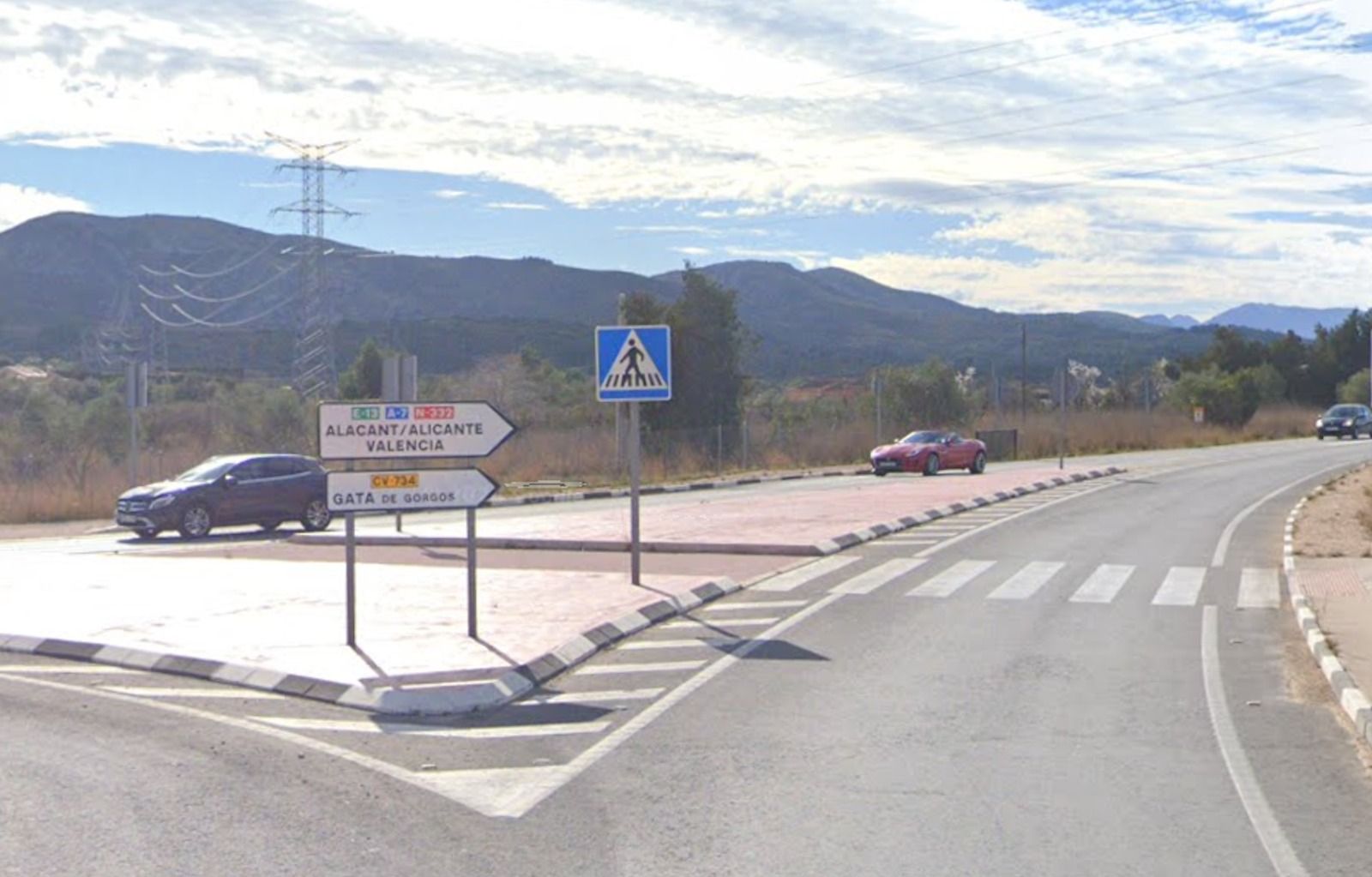 Tramo de la carretera CV 734 entre Gata de Gorgos y Jávea