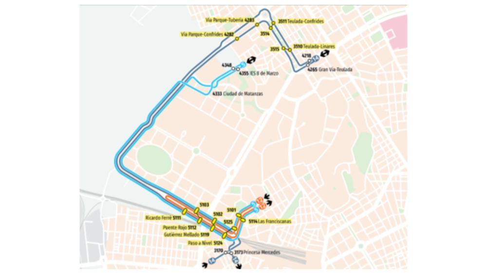 Desvíos de las líneas 5, 12 y 14 del autobús en Alicante