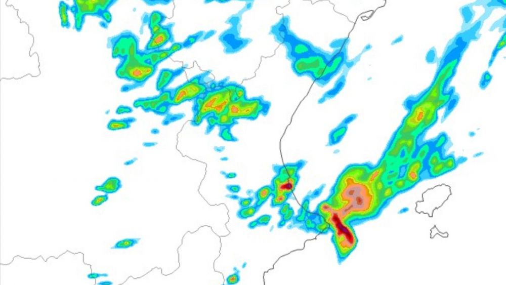 Mapa de precipitaciones acumuladas en una hora en Alicante
