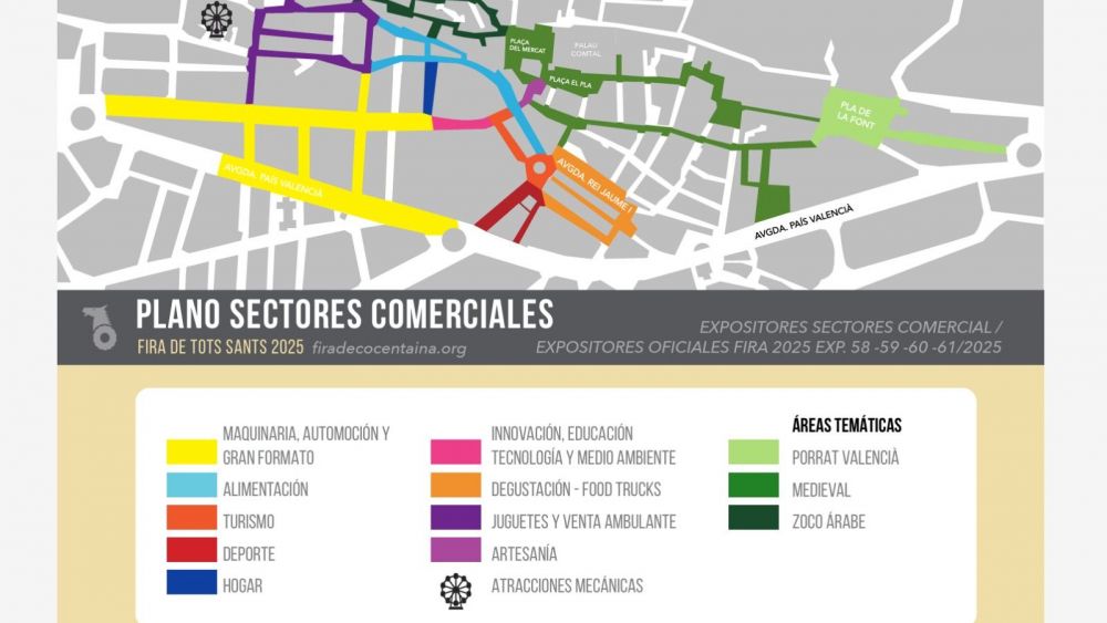 Plano de la zona de expositores de la Fira de Tots Sants 2025 Plano de la zona de expositores de la Fira de Tots Sants 2025