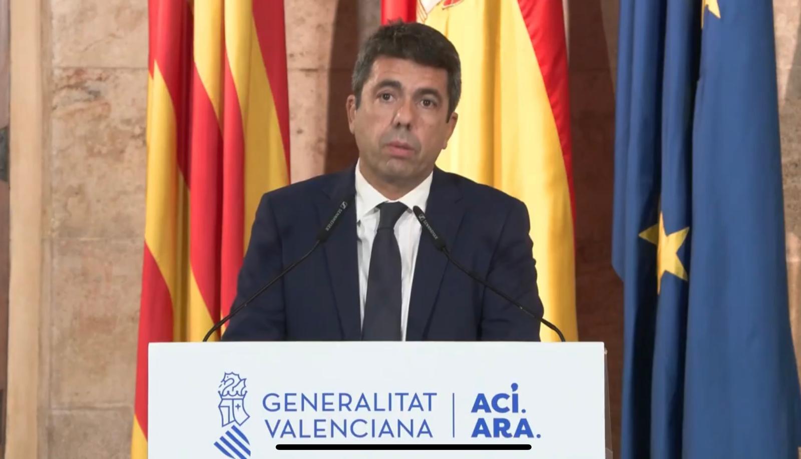 Carlos Mazón comparece para anunciar su dimisión como president de la Generalitat