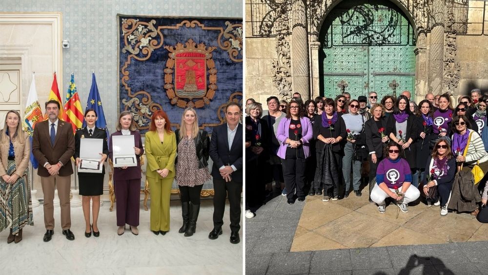 Muntatge amb la fragmentació a l'Ajuntament d'Alacant pel 25N