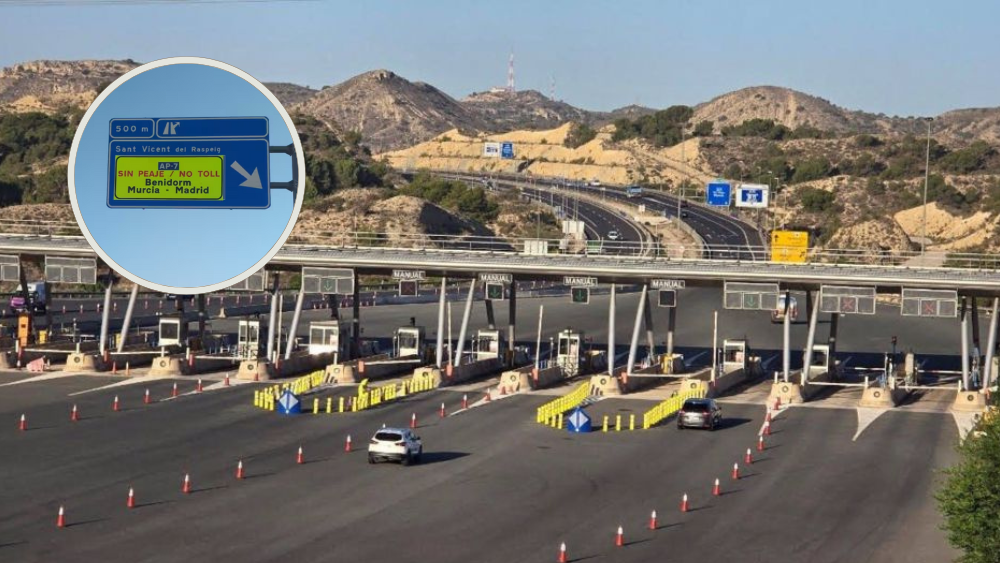 Muntatge de l'alliberació del peatge de l'AP-7 en la circumval·lació d'Alacant Muntatge de l'alliberació del peatge de l'AP-7 en la circumval·lació d'Alacant