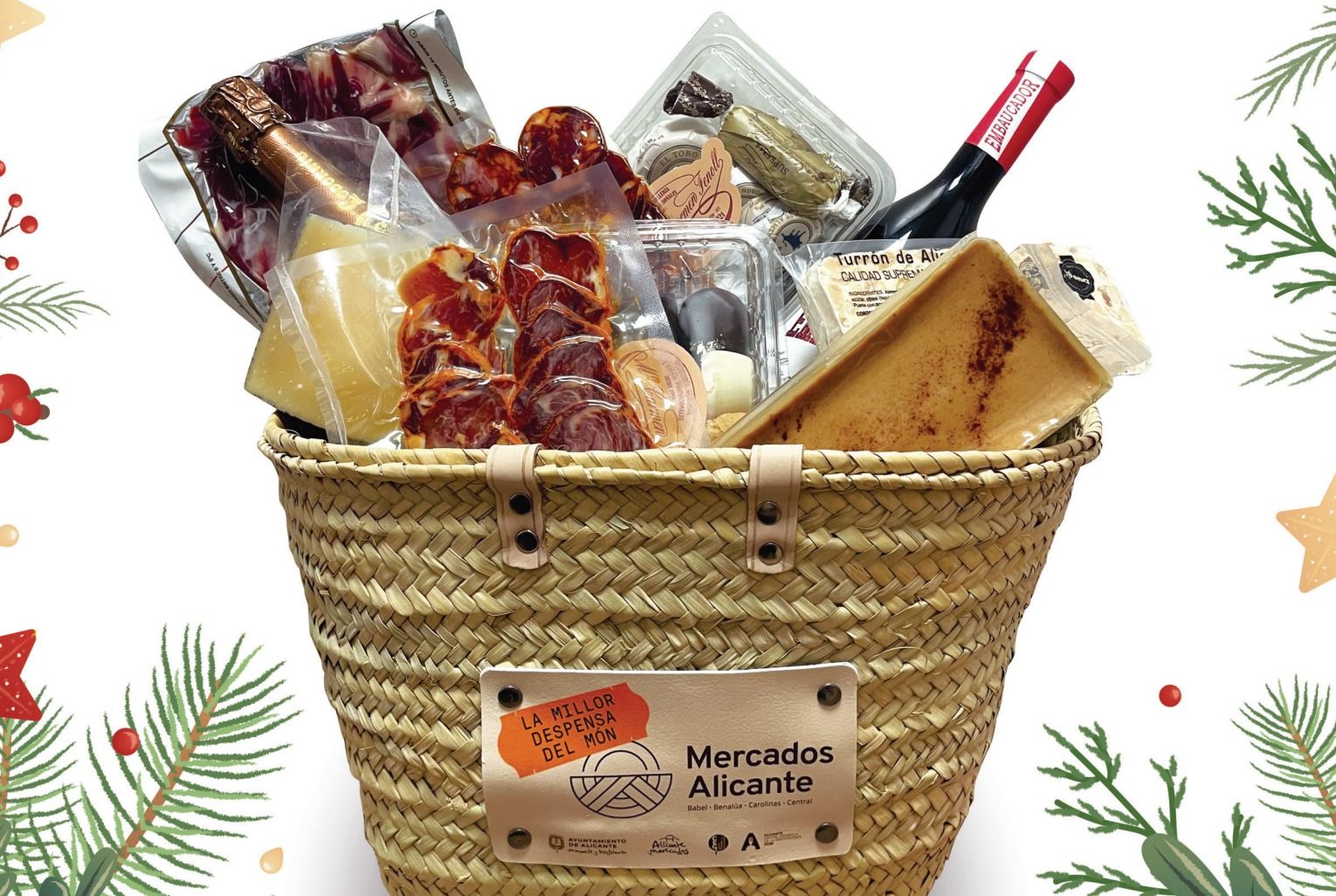 Un dels cabassets de Nadal que sortegen als mercats d'Alacant Un dels cabassets de Nadal que sortegen als mercats d'Alacant