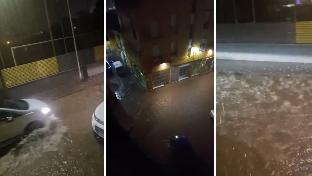 Montaje de las fuertes lluvias de la madrugada en la localidad de Orihuela Montaje de las fuertes lluvias de la madrugada en la localidad de Orihuela