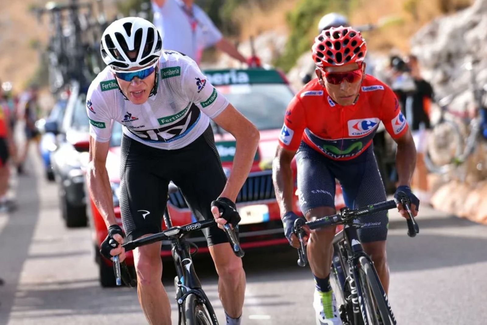 Chris Froome i Nairo Quintana en l'Alt d'Aitana en La Vuelta 2016 (Foto: Tim de Waele) Chris Froome i Nairo Quintana en l'Alt d'Aitana en La Vuelta 2016 (Foto: Tim de Waele)