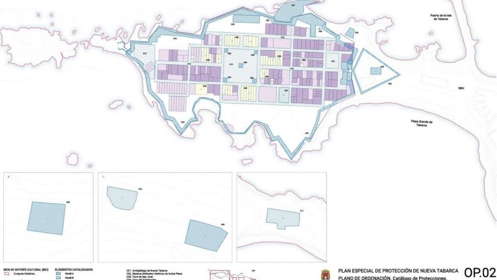 Plànol d'elements catalogats en Nova Tabarca