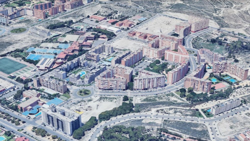 Vista aérea del barrio del Pau 2 en Alicante (Fuente: Google Earth)