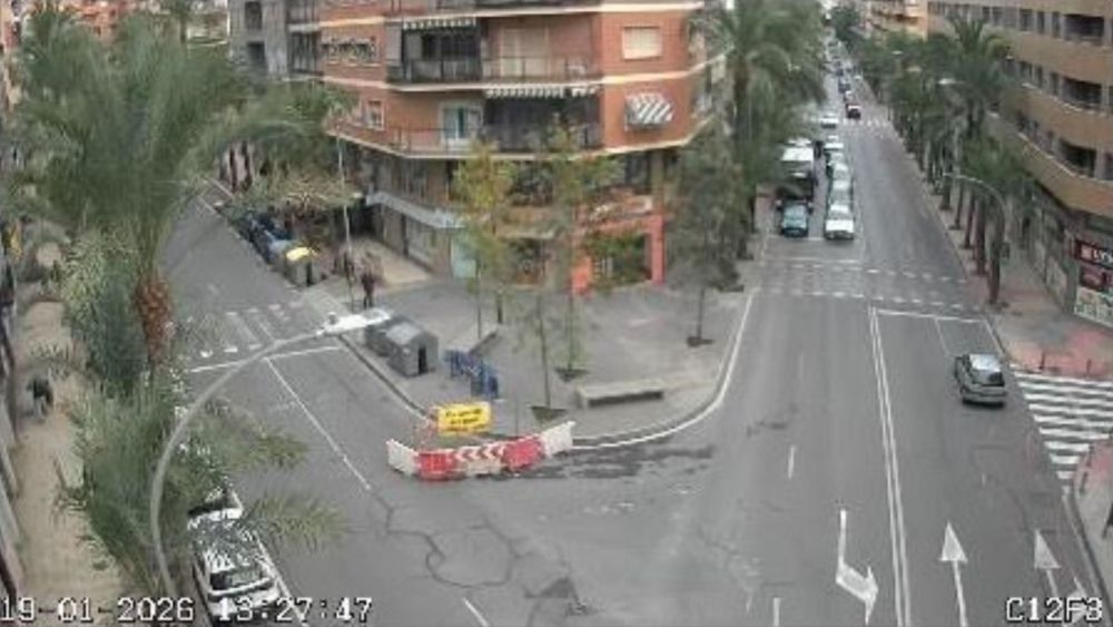 Tall de Soto Ameno a l'altura de l'avinguda Salamanca d'Alacant des d'una càmera de trànsit