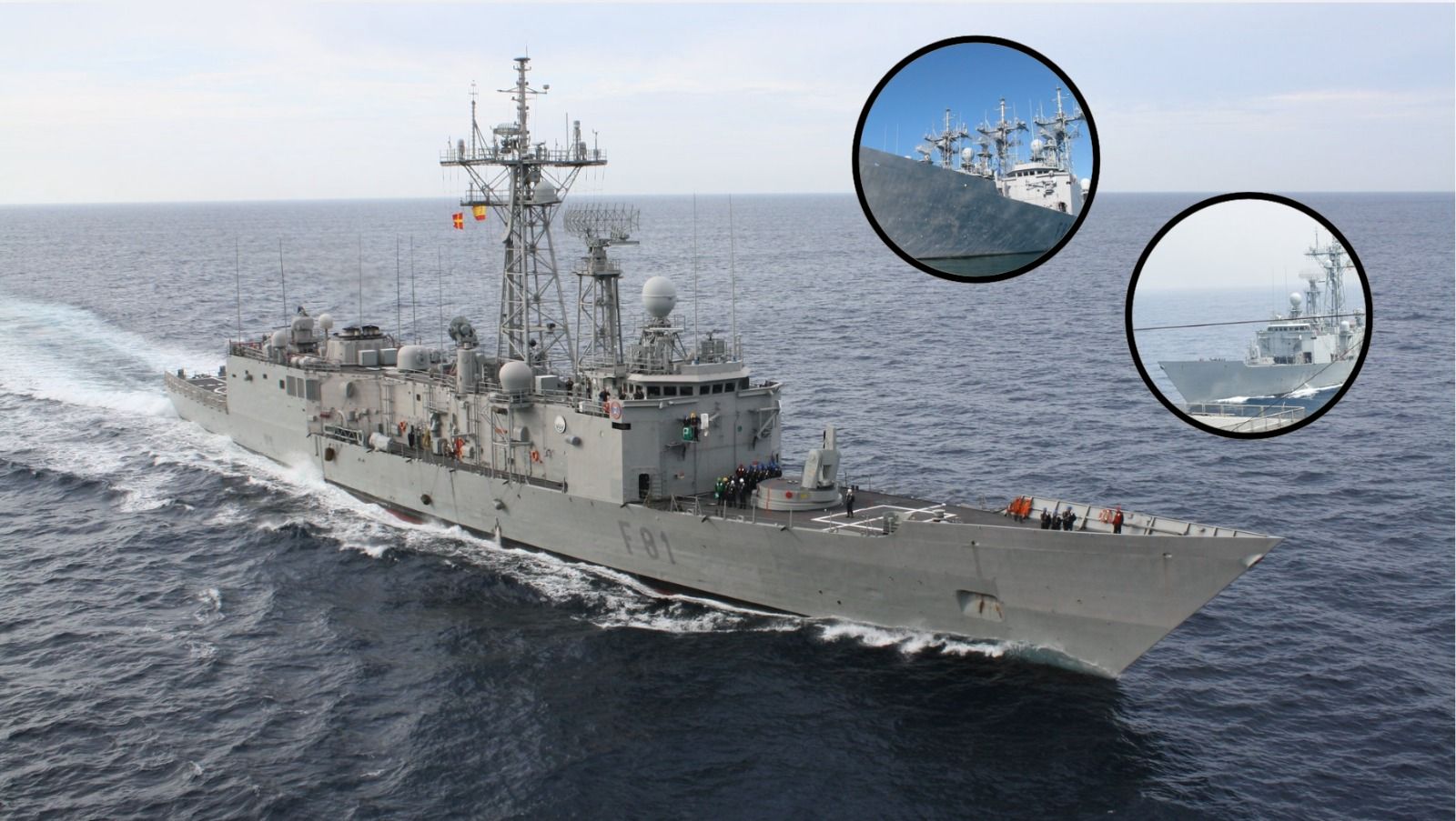 Montaje con las tres fragatas de la Armada que atracarán en Alicante