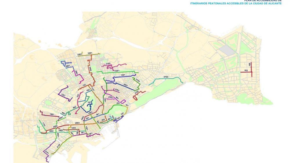 Pla amb els itineraris accessibles a la ciutat d'Alacant Pla amb els itineraris accessibles a la ciutat d'Alacant