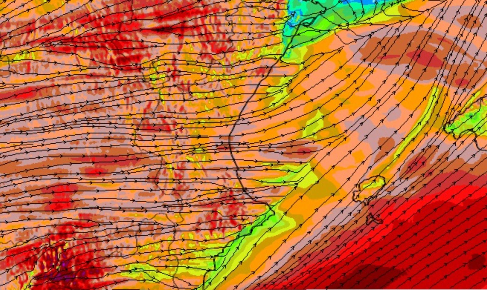 Mapa del viento en Alicante este jueves 5 de febrero