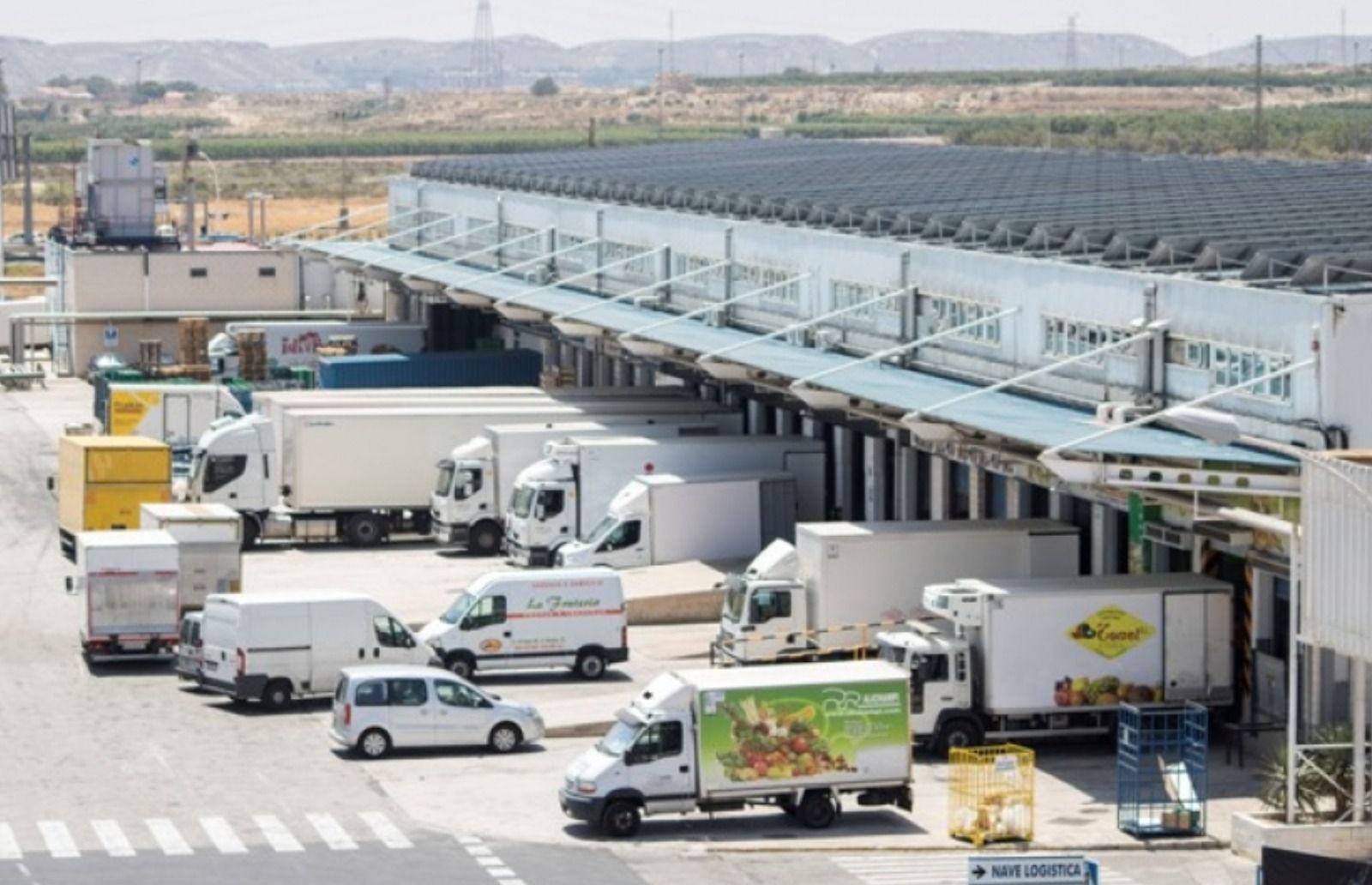 Diversos camions estacionats en Mercalicante
