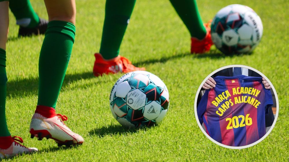 Un entrenament de futbol i la samarreta de la Barça Academy Camps Alacant 2026 (Fotos: Alexander Fox / Ajuntament Alacant) Un entrenament de futbol i la samarreta de la Barça Academy Camps Alacant 2026 (Fotos: Alexander Fox / Ajuntament Alacant)