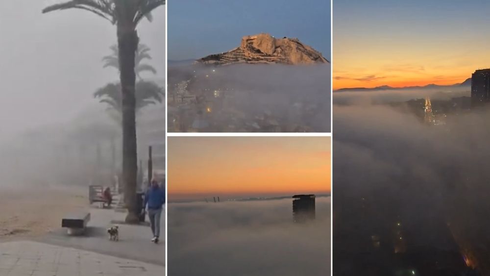 Fotografies de la boira a Alacant (Font: Álex Navarro/Samuel Biener)