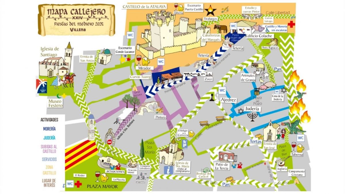 Mapa de las Fiestas del Medievo 2026 en Villena Mapa de las Fiestas del Medievo 2026 en Villena