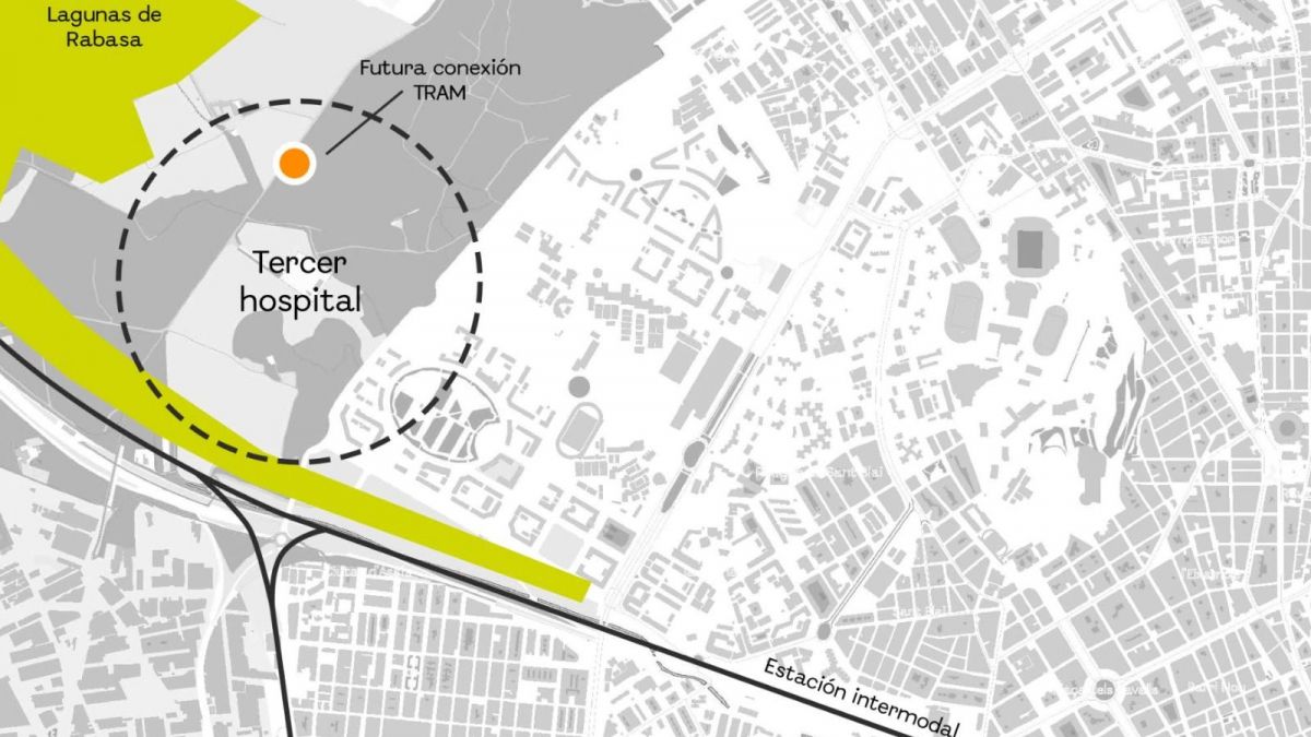 Mapa con la ubicación del futuro tercer hospital público en la ciudad de Alicante Mapa con la ubicación del futuro tercer hospital público en la ciudad de Alicante
