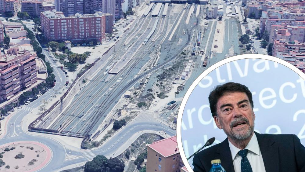 Tram de vies en superfície en l'estació de tren d'Alacant