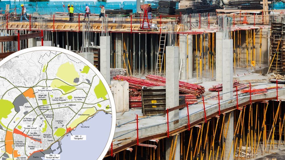 Mapa de noves vivendes a Alacant i un edifici en construcció