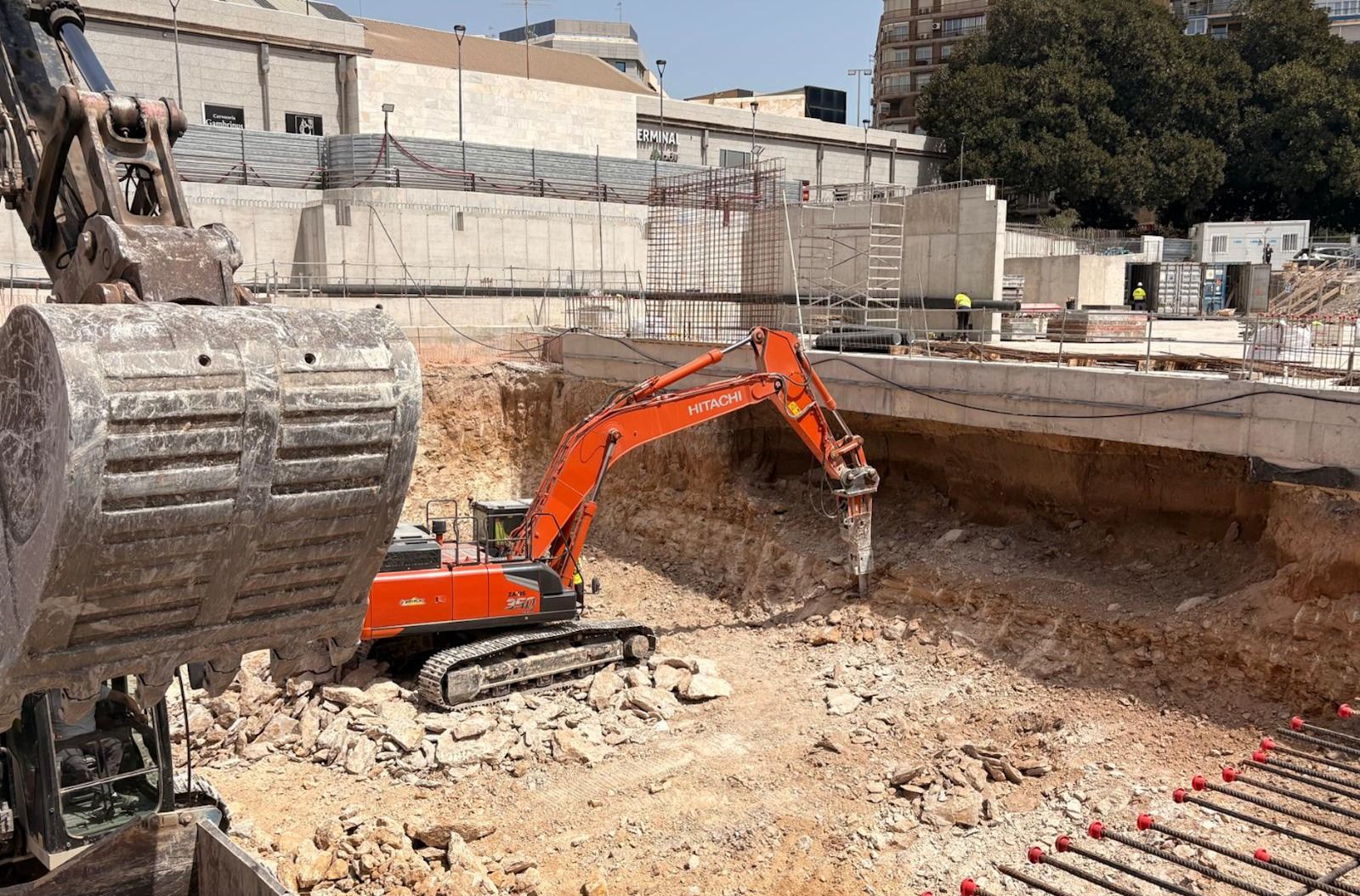 Obras de la futura estación central del Tram en Alicante