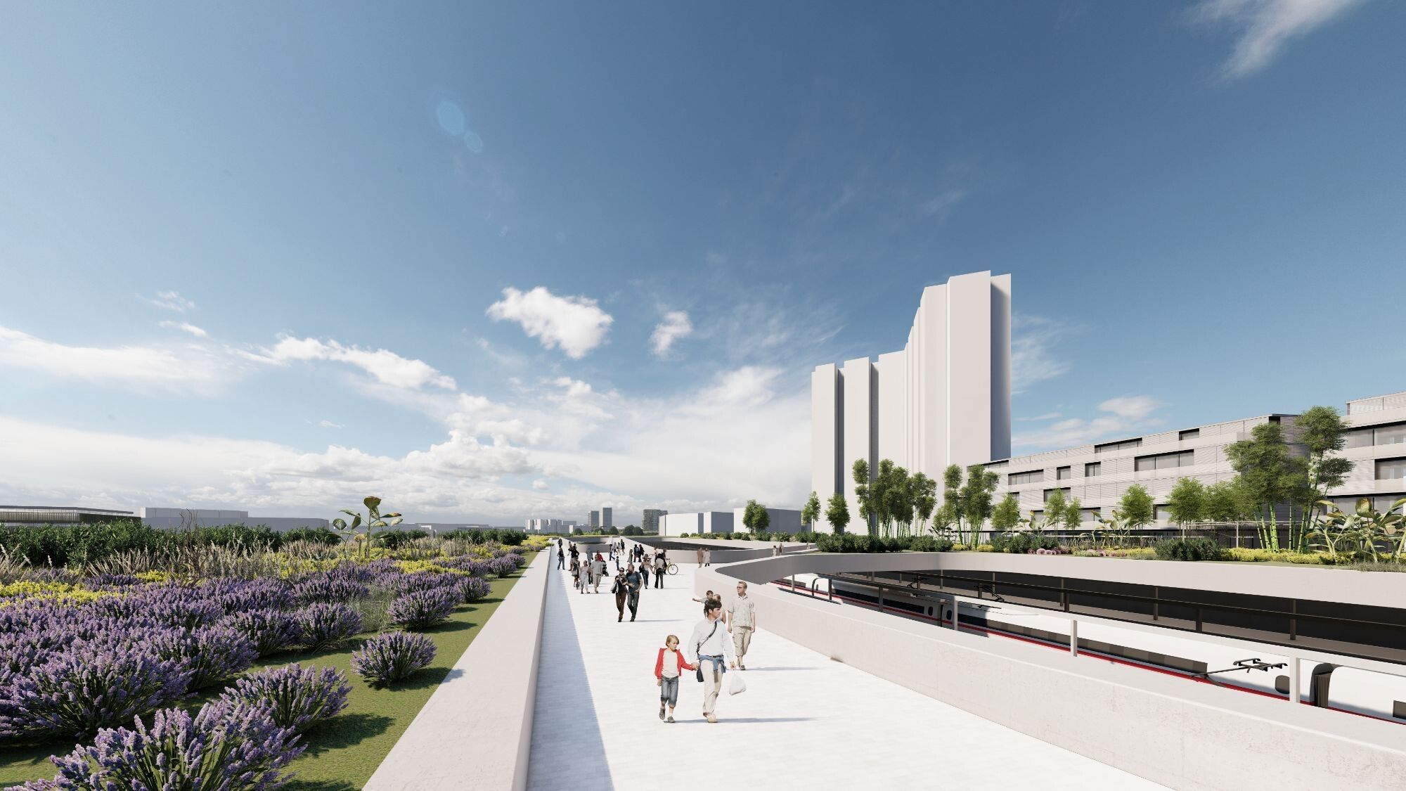 Vías del tren cubiertas en el Parque Central de Alicante