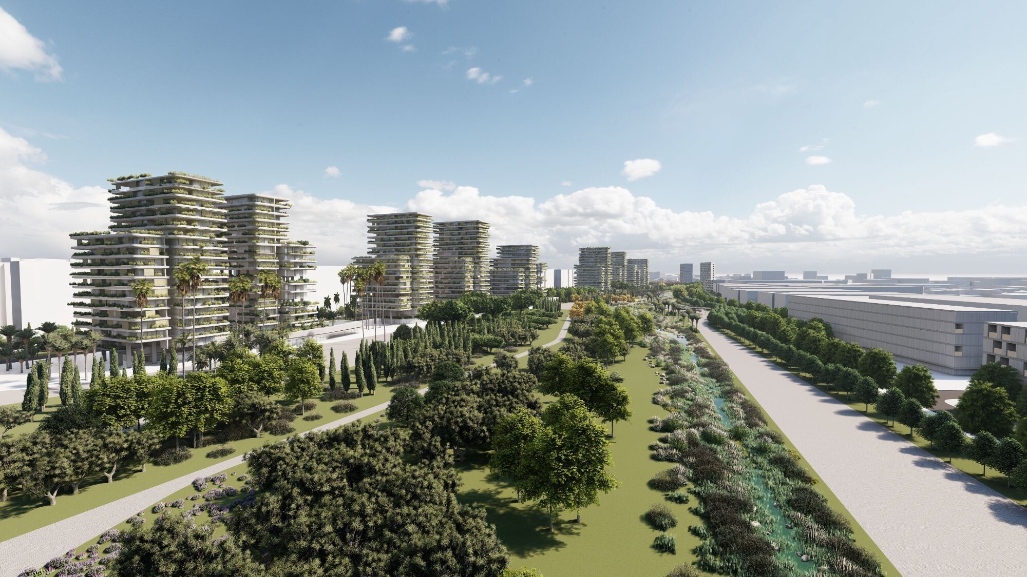 Zona arbolada y residencial del Parque Central de Alicante