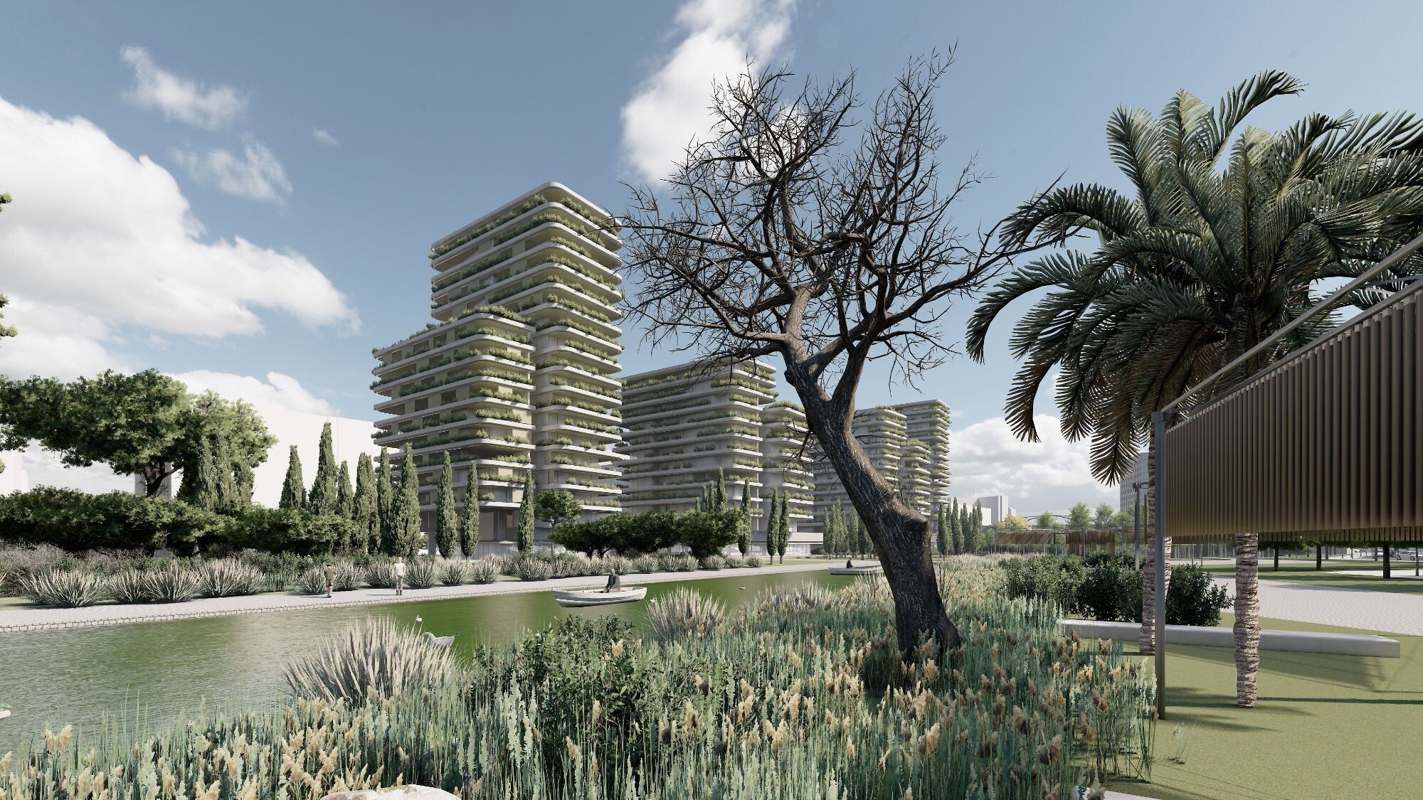 Estanque artificial en el Parque Central de Alicante