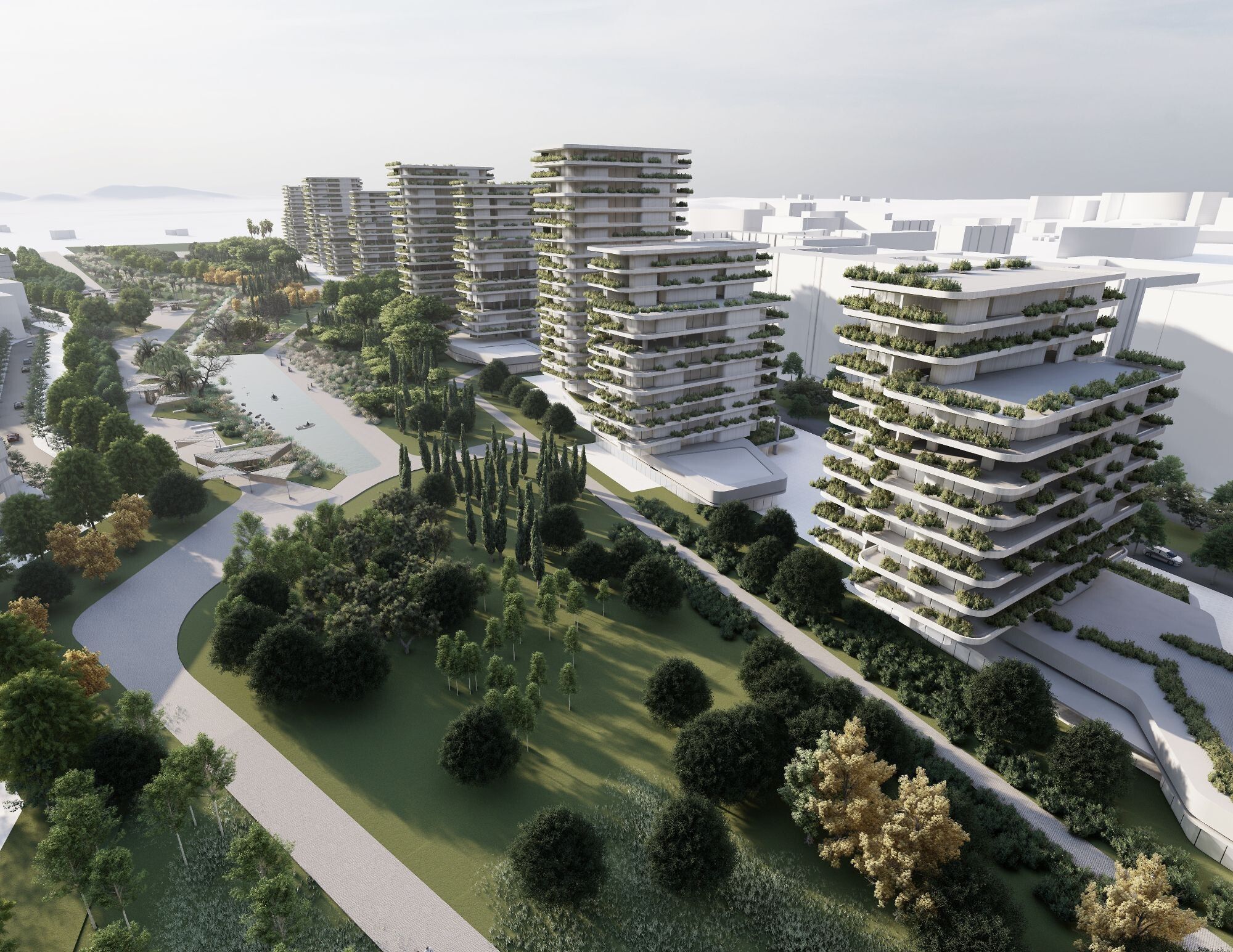 Bloques de viviendas en el futuro Parque Central