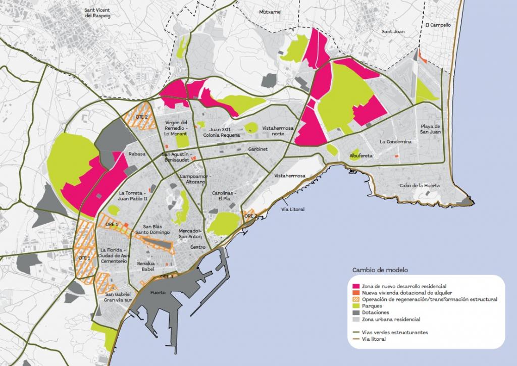 Mapa de la vivienda en Alicante en el Plan General Mapa de la vivienda en Alicante en el Plan General