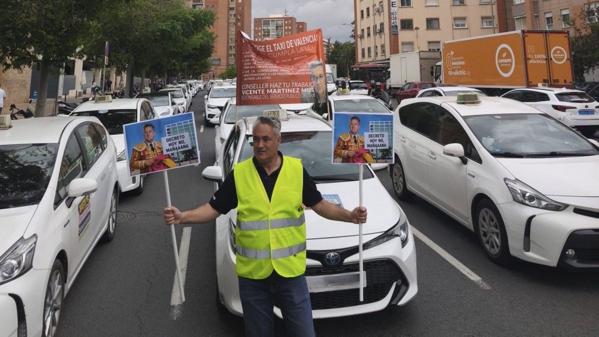 Protesta dels taxistes per la regulació dels VTC