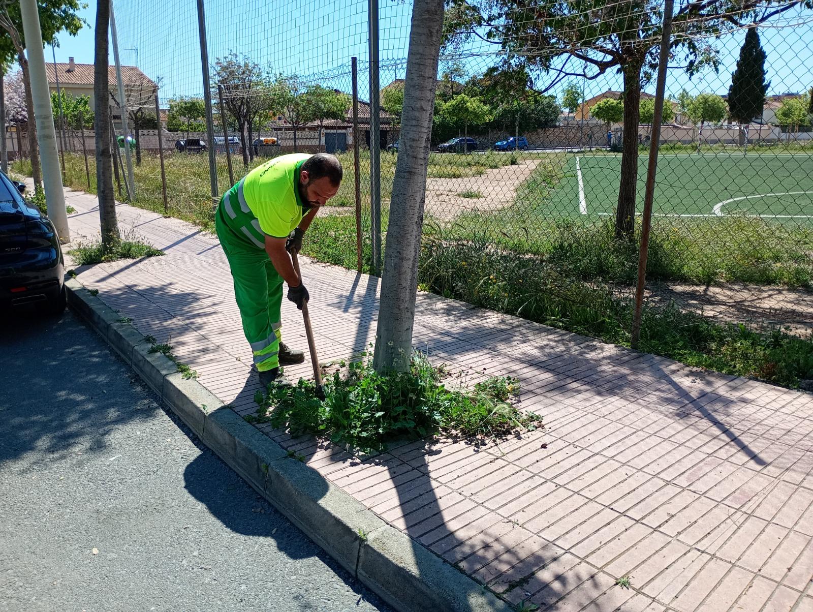 Desbrossament en un carrer de Sant Vicent