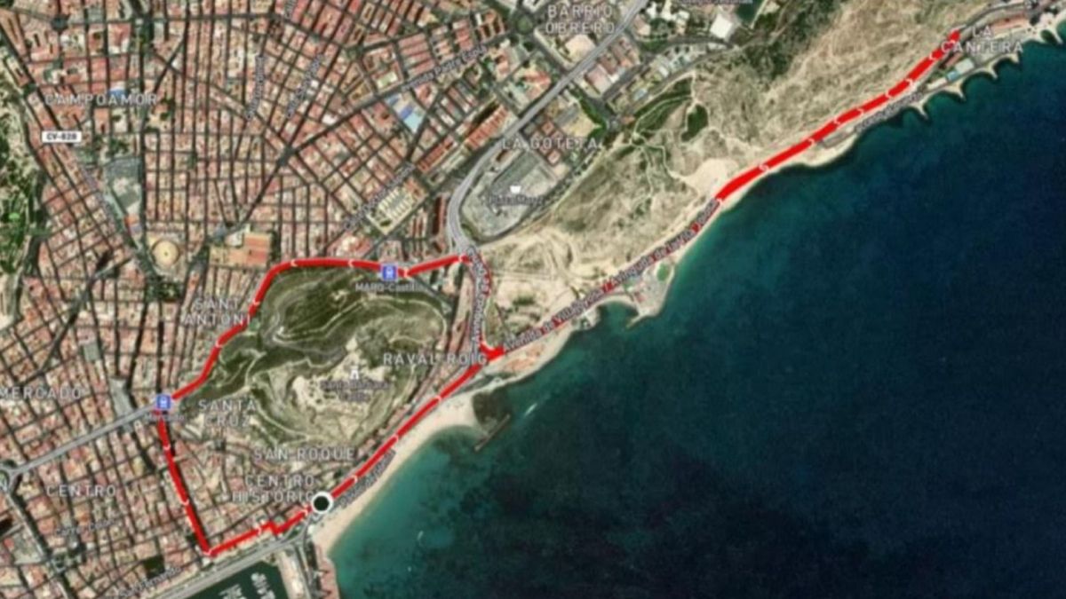 Mapa amb el recorregut del triatló 2026 a Alacant