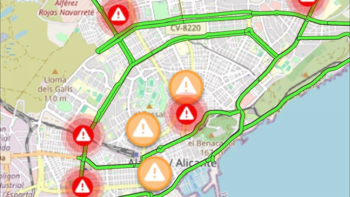 Mapa de las concentraciones docentes de este miércoles en la app Alicante se Mueve