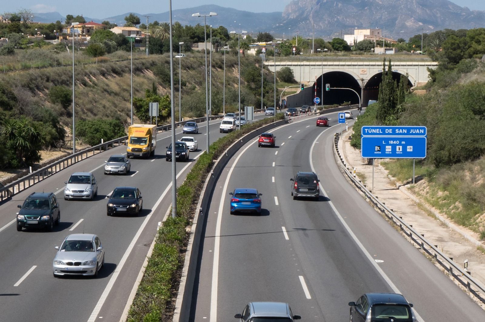 Autovia A-70 d'Alacant al seu pas pel tunel de Sant Joan