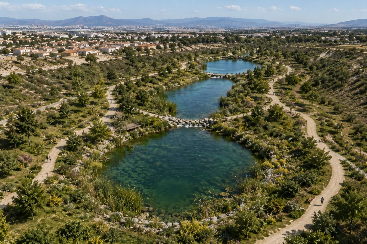 Recreación con IA del parque fluvial en el Juncaret entre Sant Joan y Mutxamel 