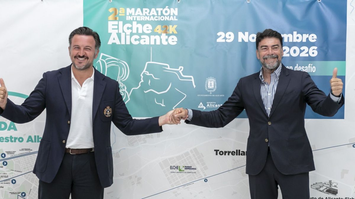 Pablo Ruz y Luis Barcala en la presentación de la 2ª Maratón Internacional Elche Alicante