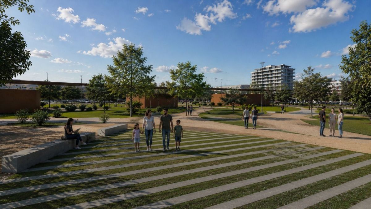 Espacios abiertos y verdes en el futuro Parque Europa de Elche