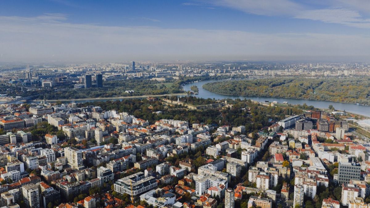 Imagen aérea de la ciudad de Belgrado